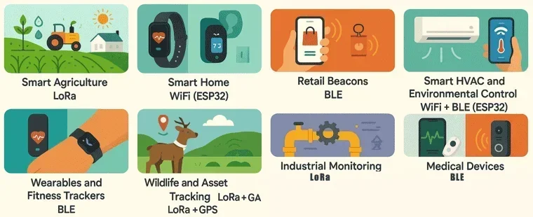 LoRa, Wifi, BLE applications
