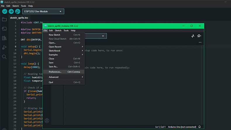 Arduino IDE interface