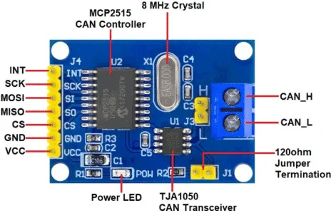 CAN MCP2515 pin connections