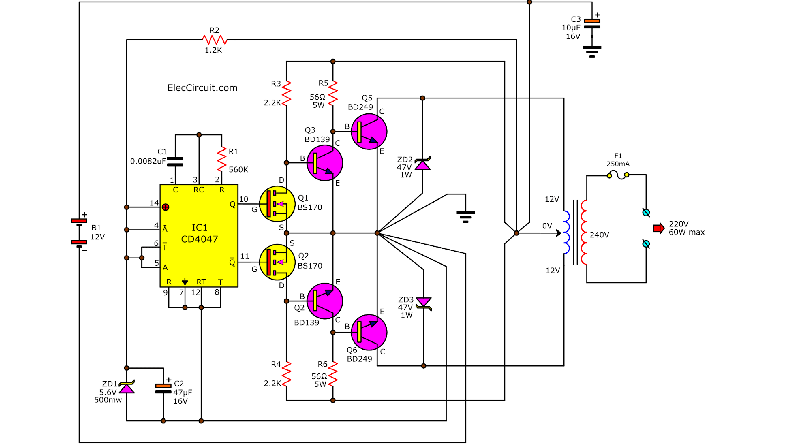 CD4047 DC to AC converter