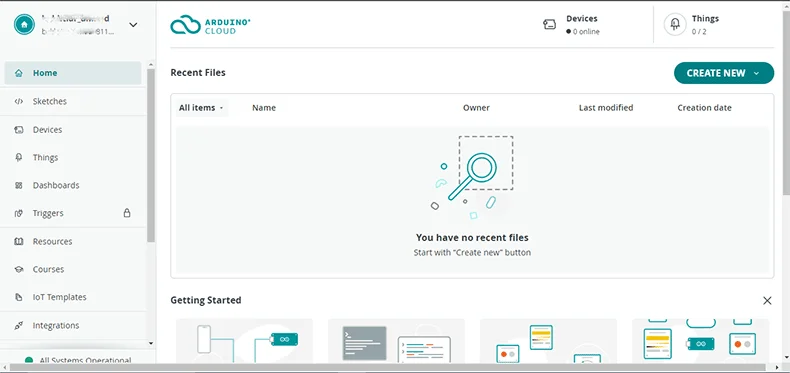 Create Arduino IoT cloud account