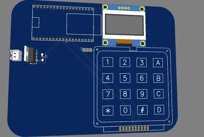 ESP32 door lock PCB 3D view