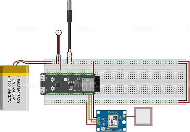 IoT health monitoring breadboard