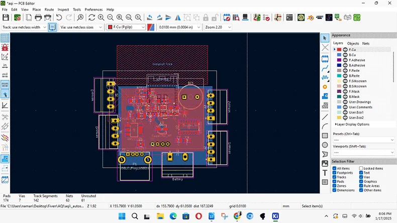 IoT quality monitor PCB design 1