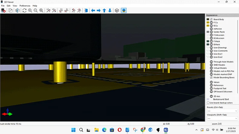 IoT quality monitor PCB vias