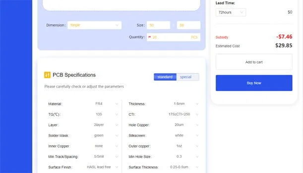 online PCB price calculator