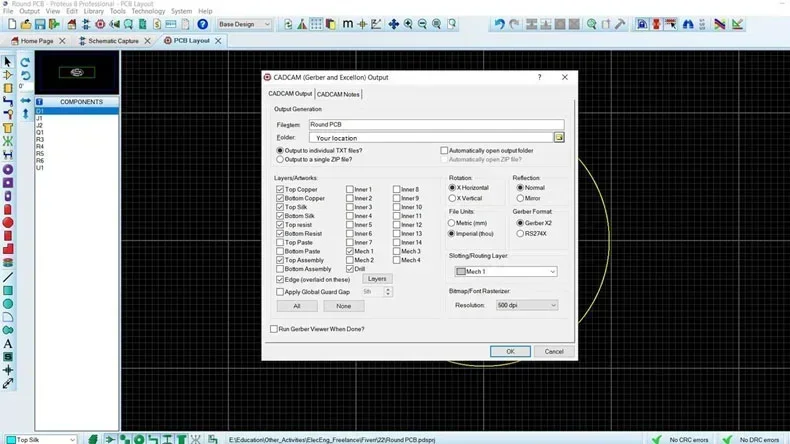 round PCB generate Gerber 2