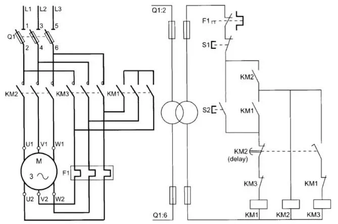 start delta starter circuit for 3-phase AC motor