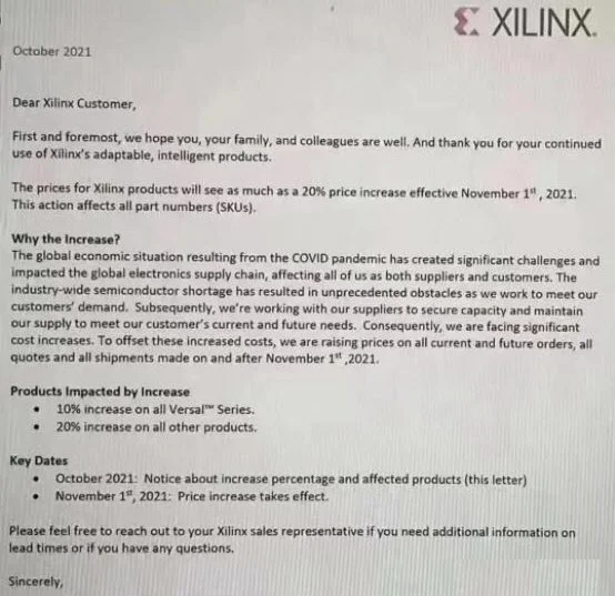 Xilinx price increase