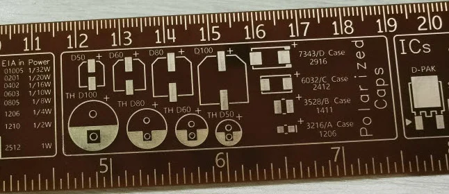 PCB ruler polarized caps